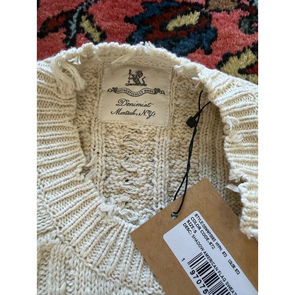 NWT Denimist Shadow $475 American Flag Sweater Women's S Ecru Slub Montauk - Picture 3 of 10